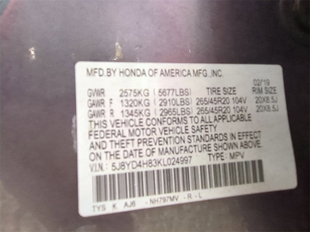 2019 Acura MDX 3.5L Advance Package SH-AWD