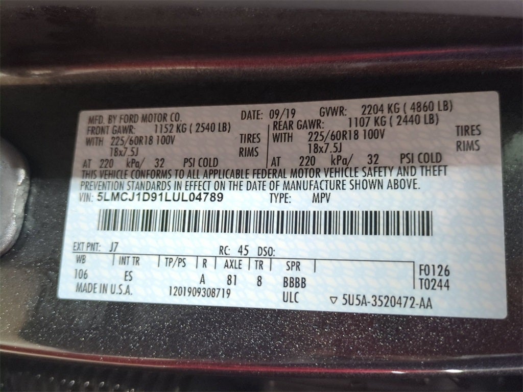 2020 Lincoln Corsair Standard