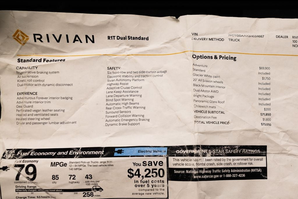 2025 Rivian R1T Adventure Dual Motor Standard Pack