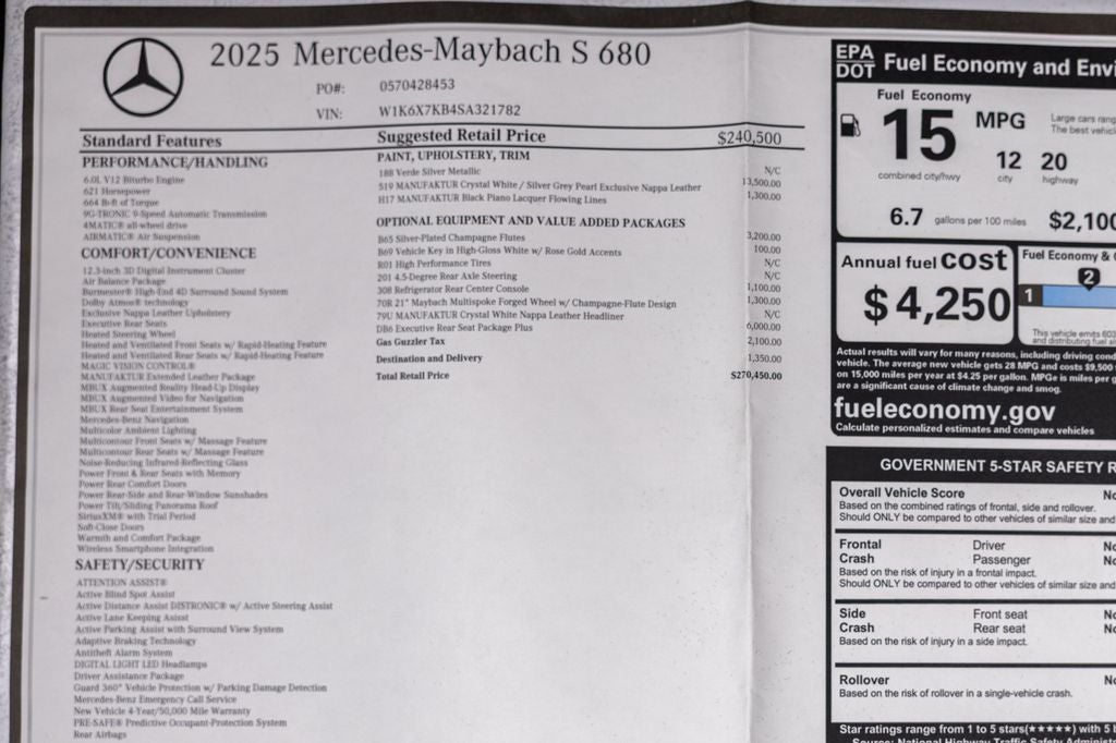 2025 Mercedes-Benz S-Class Maybach S 680 4MATIC®