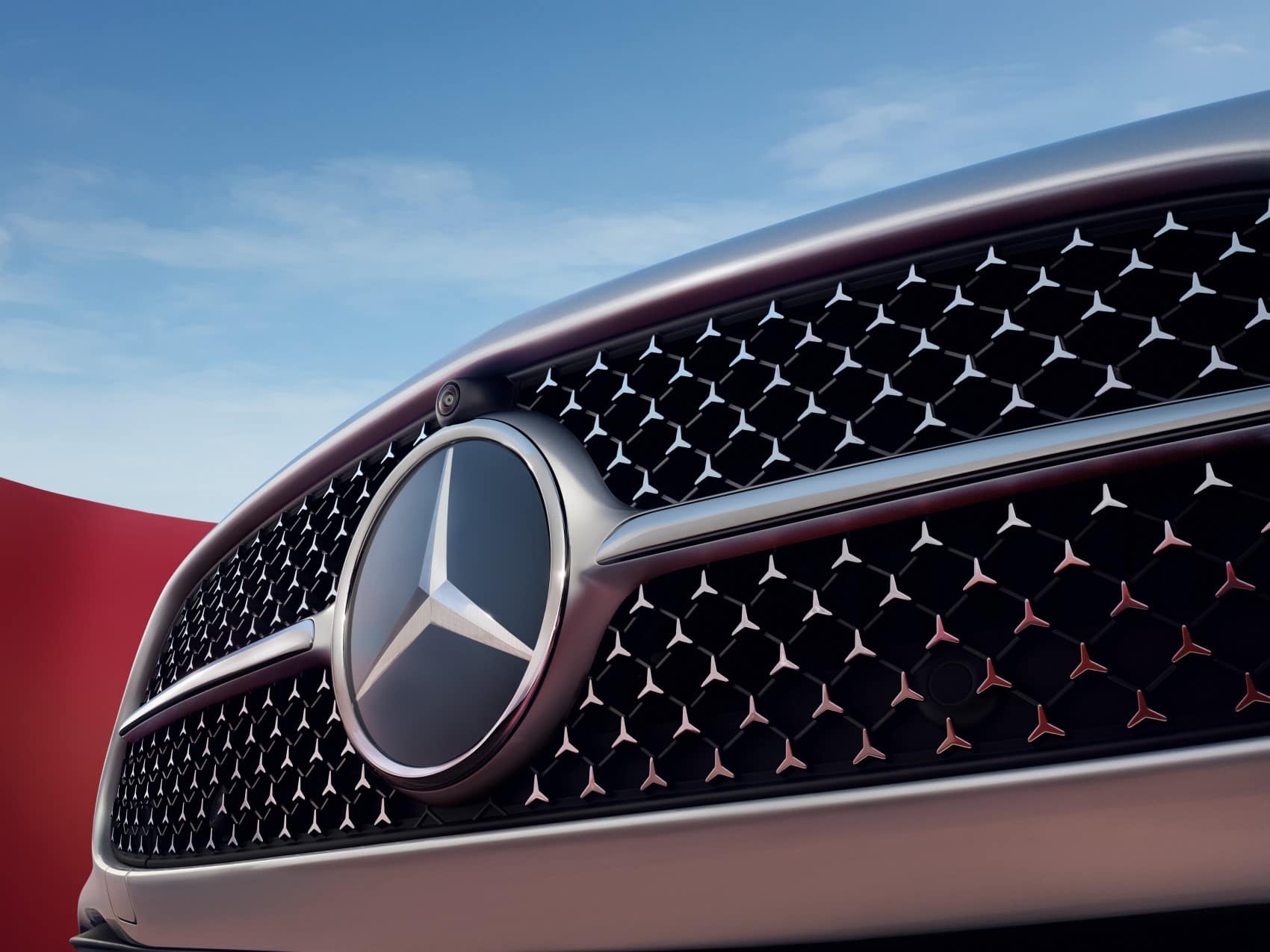 Grill of a New Mercedes-Benz Vehicle